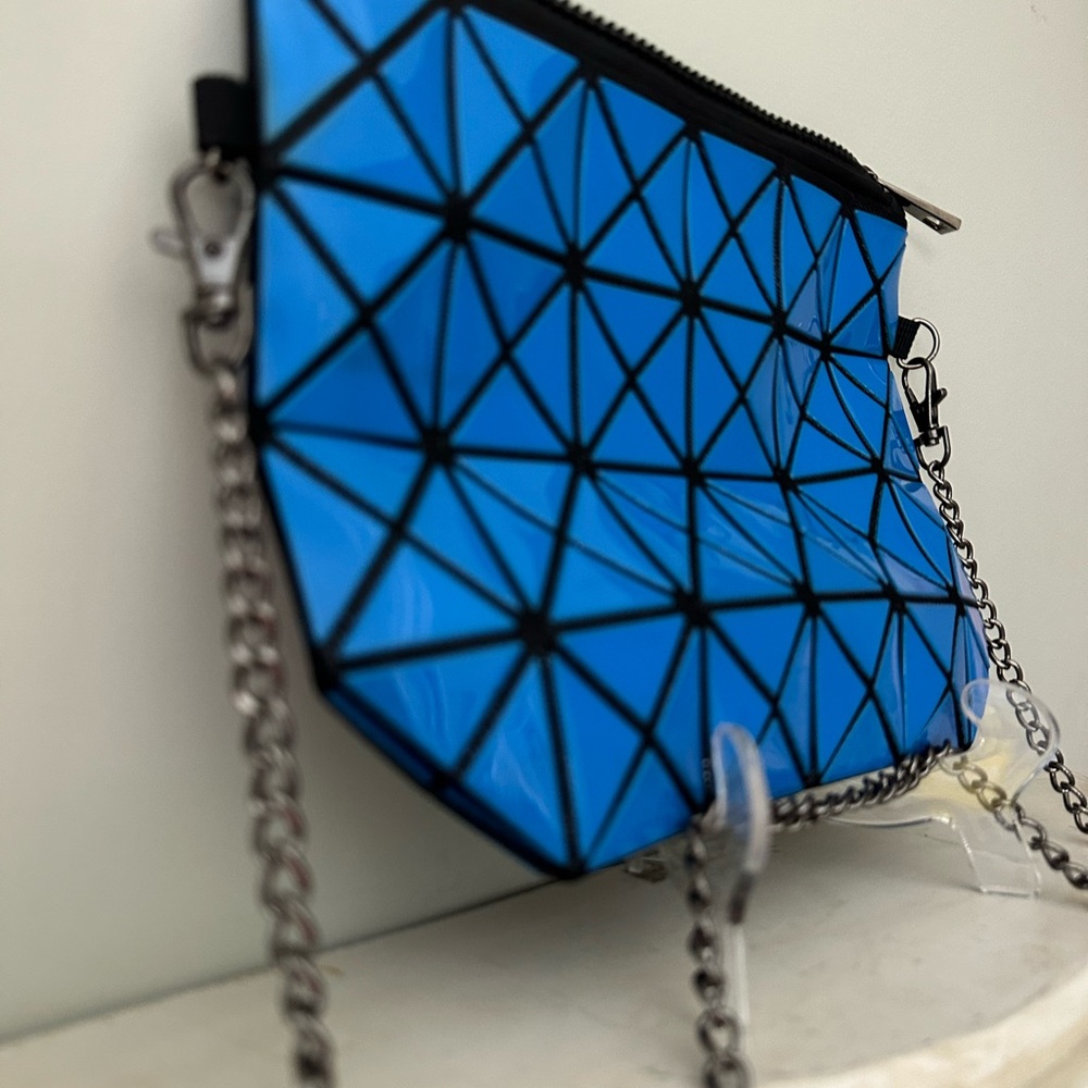 Electric Blue Geometric/Prism Pattern Crossbody B… - image 3